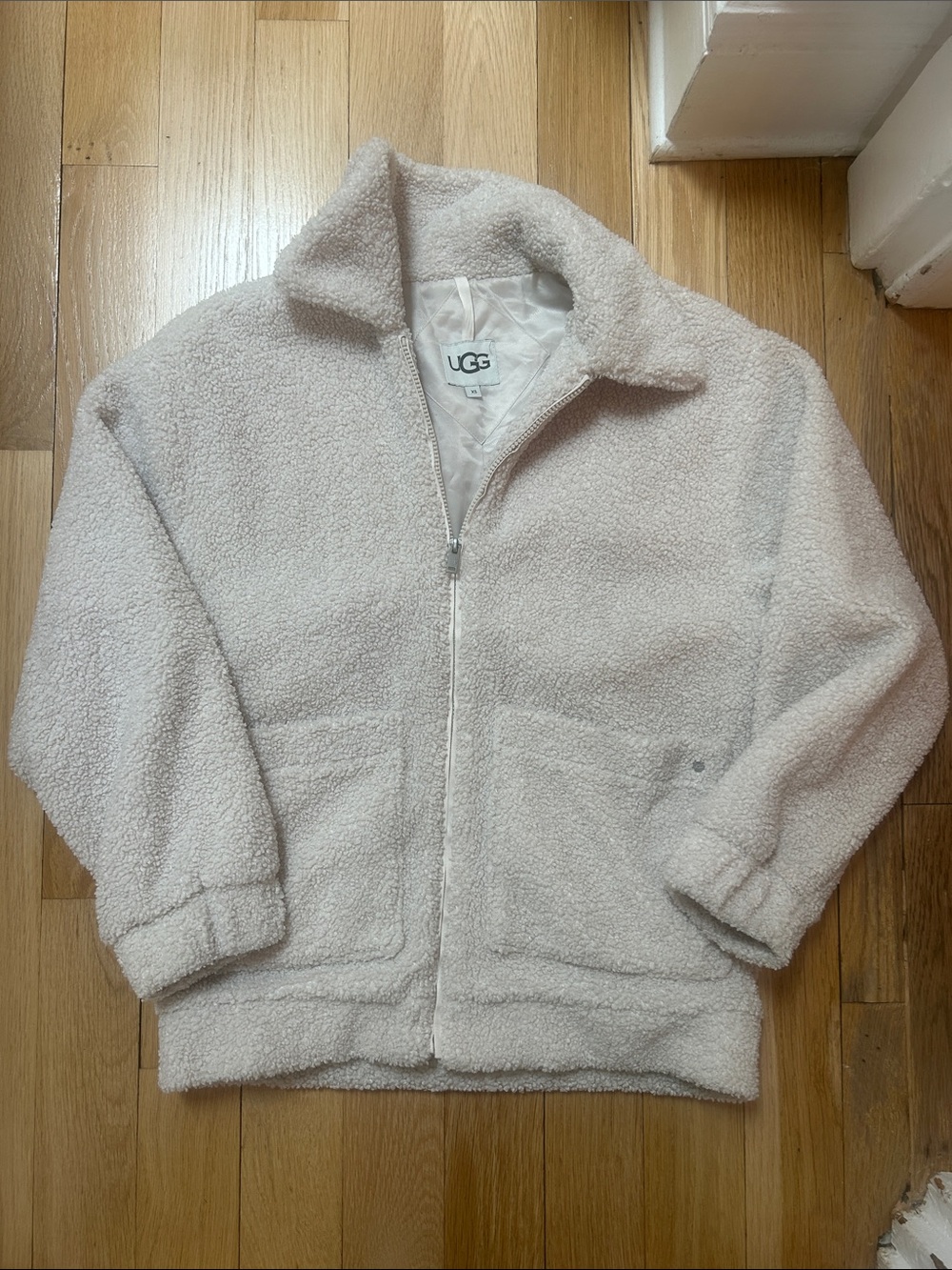 UGG Jackeline Teddy Bear Jacket Cream Sherpa Zip-Up Jacket